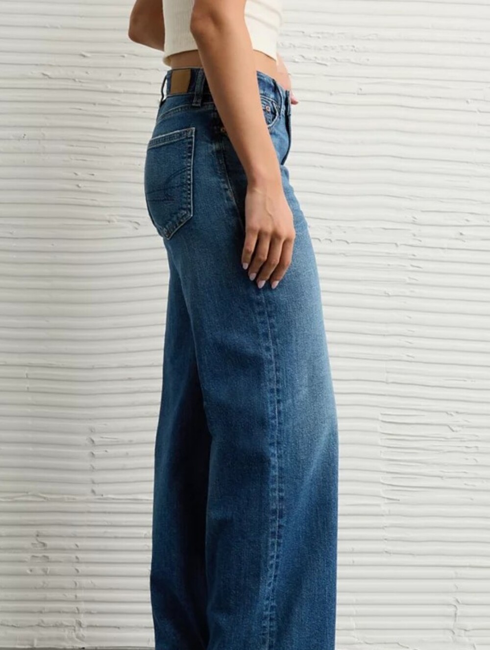 American Eagle Dark Indigo Dreamy Drape Stretch Super High-Waisted Wide Leg 10 - Picture 8 of 13